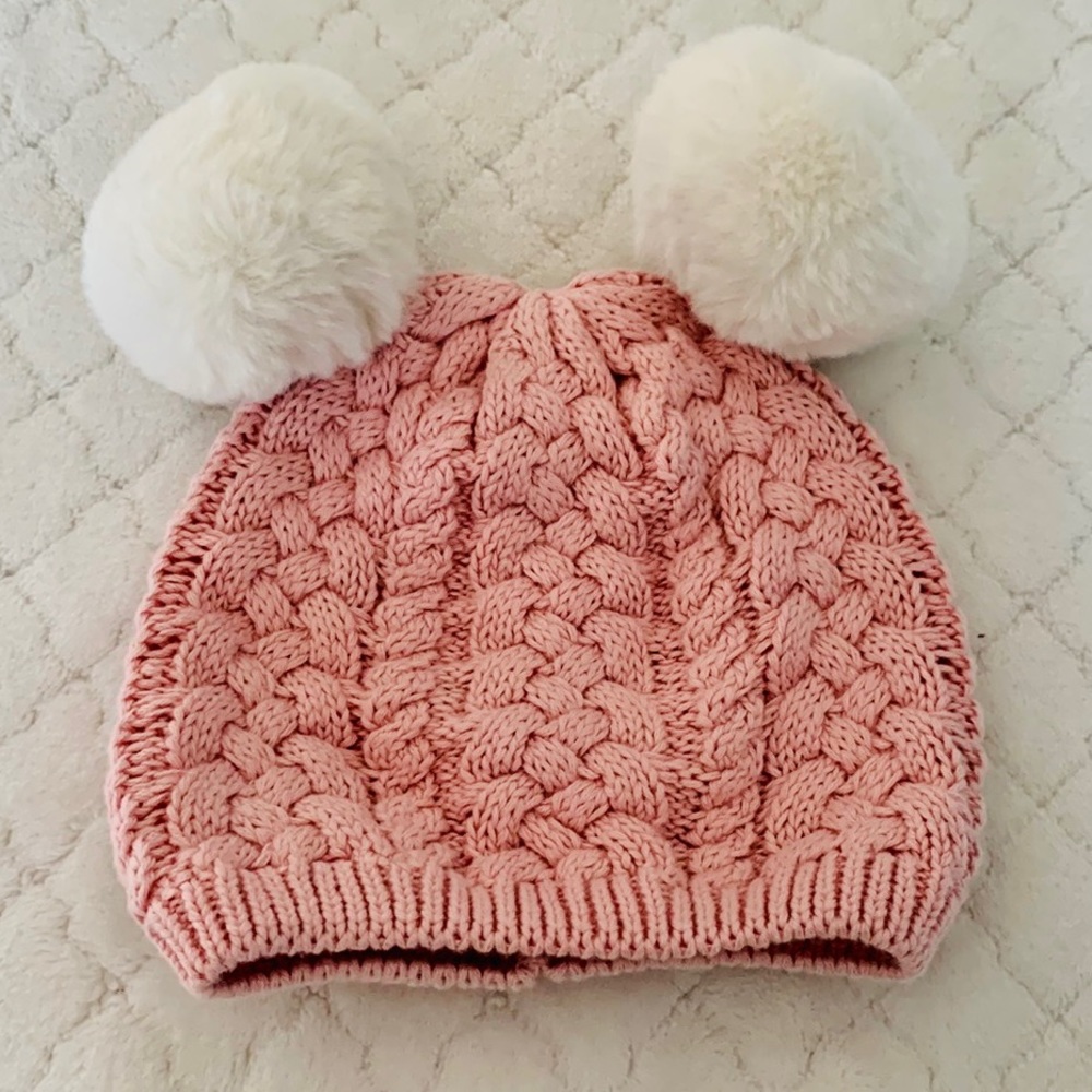 Baby Gap Pink Beanie with Pom Pom  6-12 months